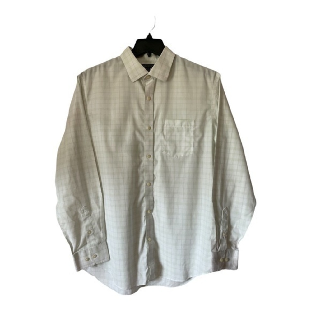 Banana Republic Mens Long Sleeve Button Down Dress Shirt Green White Plaid Large